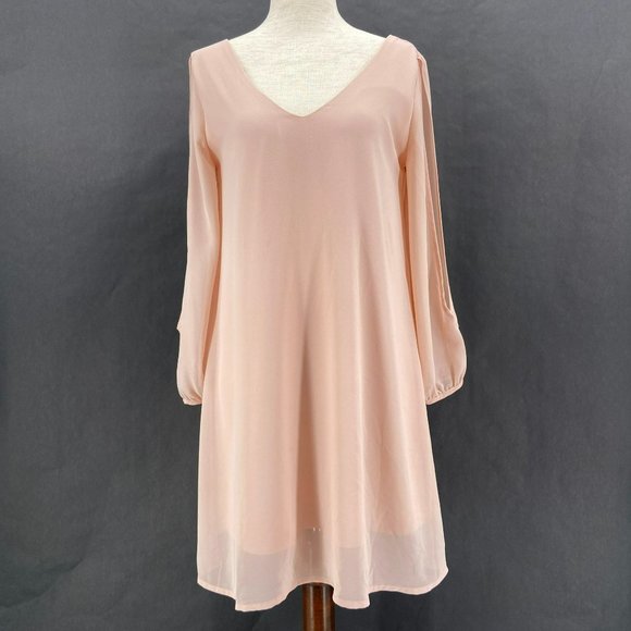 Lulus Dresses & Skirts - Lulus Pink Cut-Out Sleeve V-Neck Short Dress Womens XS
